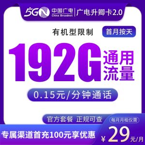 广电升卿卡29元192G通用【只发江西】