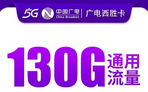 广电西胜卡19元130G+200分钟【只发江西】