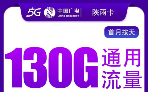 广电陕雨卡29元130G+200分钟【只发陕西】