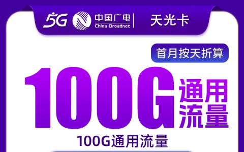 广电天光卡19元100G+100分钟【只发上海】
