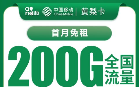移动黄梨卡19元200G【只发广东】