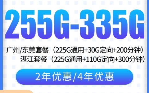 电信广丰卡29元255G-335G+200分钟【只发广东广州/东莞/湛江】