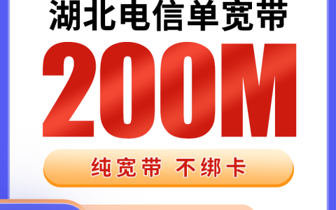 湖北电信599元包1年单宽带200M【不含调试费】