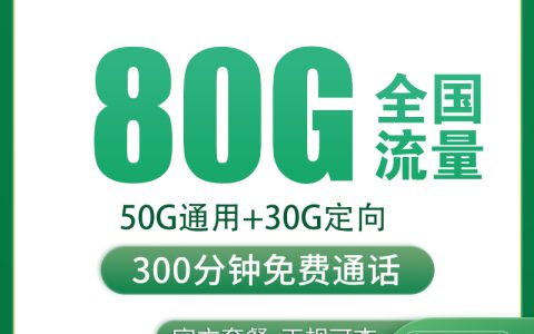 G1移动尚花卡39元80G+300分钟【只发上海】