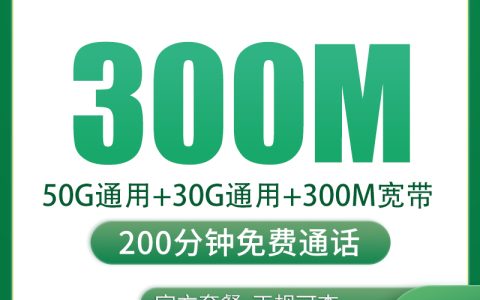 上海融合宽带49元80G+200分钟+300M【含300M宽带】