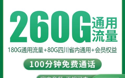 移动金桃卡29.9元260G+100分钟【只发四川】