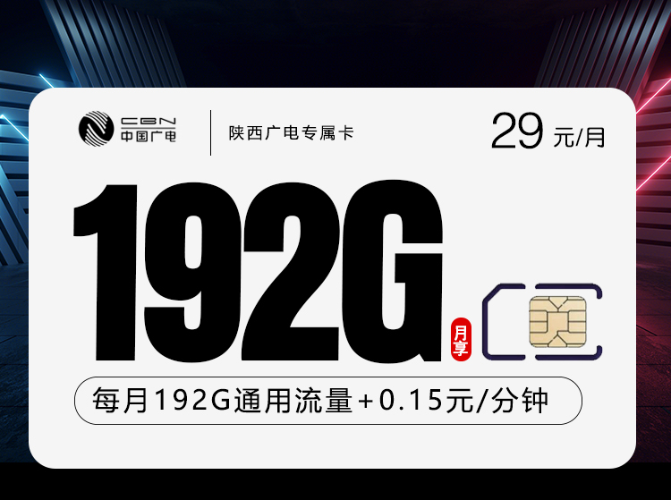 陕西广电专属卡【29元192G】