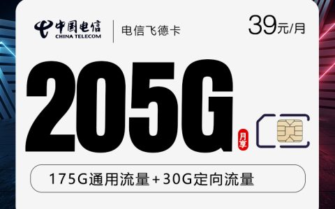 电信飞德卡2.0【39元205G】【仅发山东】
