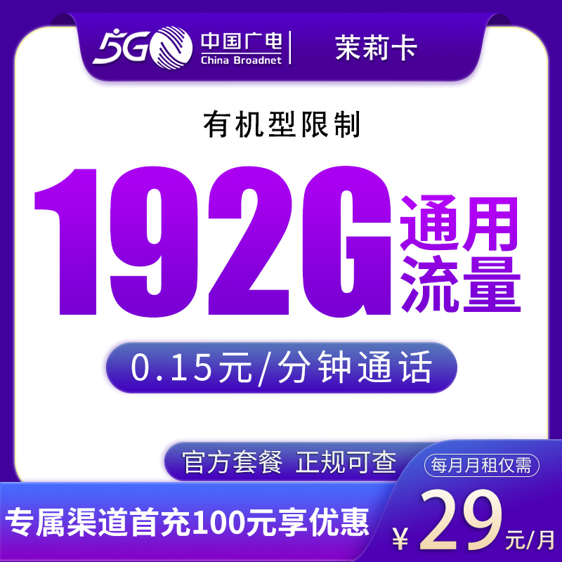 N广电茉莉卡29元192G【只发江西】