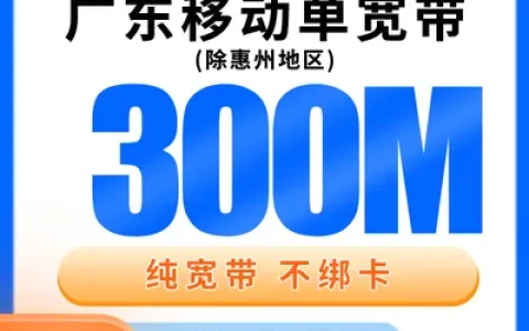 广东移动单宽带480元包年300M【只发广东（除惠州）】