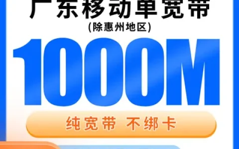 广东移动单宽带1200元包年1000M【只发广东（除惠州）】