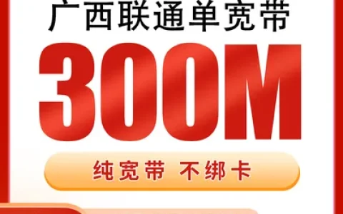 广西联通单宽带480元包年300M【只发广西】
