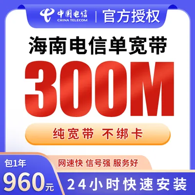 海南电信单宽带960元包年300M【只发海南】