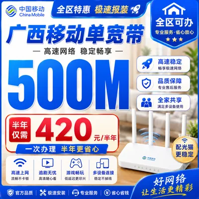 广西移动单宽420元半年500M