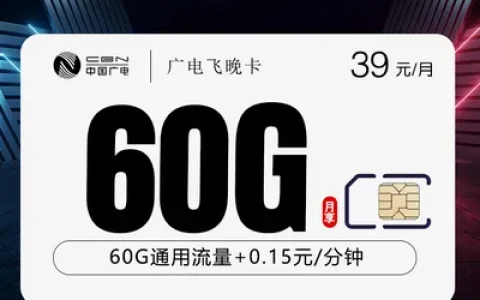 广电飞晚卡【39元60G】【仅发吉林】