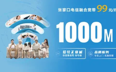 张家口电信99元/月1000M融合宽带