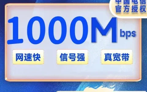 浙江宁波电信1000M一年1299元+100安装费