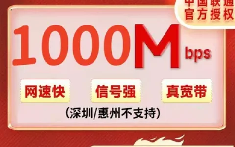广东联通1000M16个月1440元+200安装费（深圳不支持）