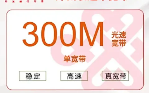 河南郑州单宽联通包年600元300M