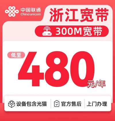 浙江联通300M480元一年