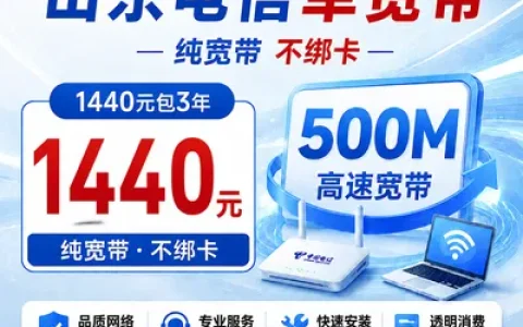 山东电信1440元包3年单宽带500M【不含调试费】