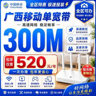 广西移动单宽520元包年300M