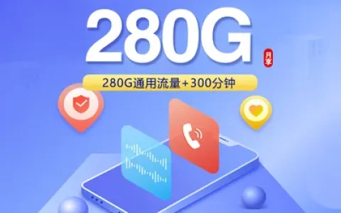 联通飞帆卡【29元280G+300分钟】