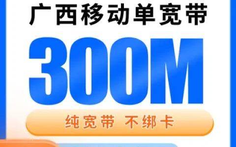 广西移动单宽带300元包年300M【只发广西】