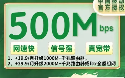 四川成都移动融合79元/月500M+100安装费
